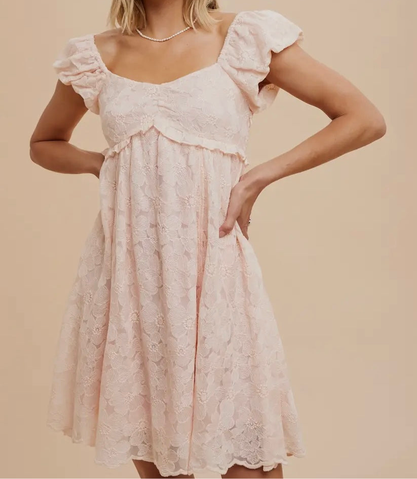 Annette Apricot Embroidered Dress