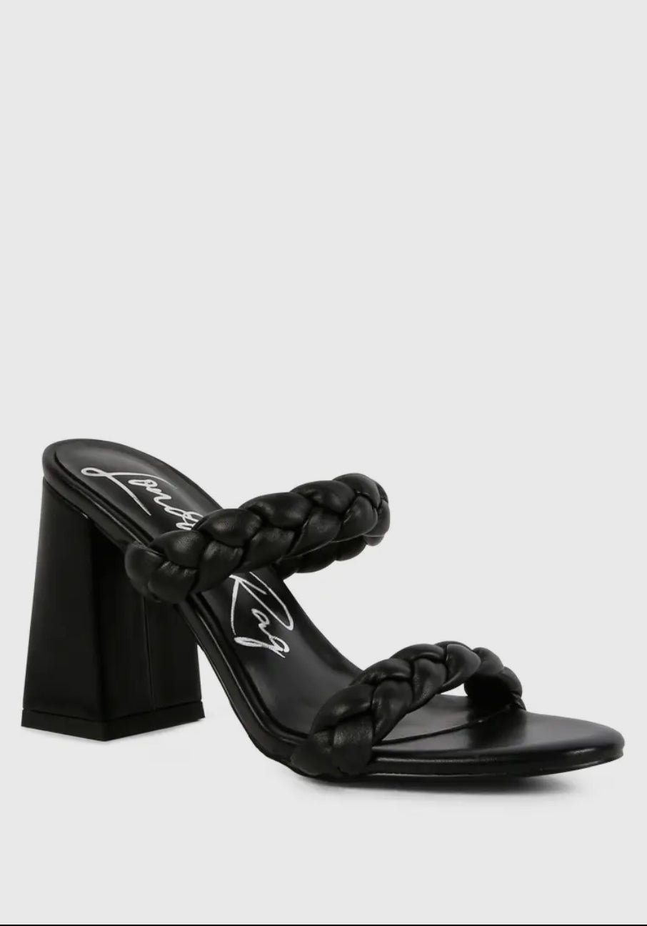 Mi Amor Braided Black Block Heels