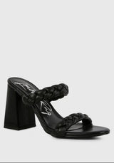 Mi Amor Braided Black Block Heels