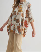 Irene Ivory Flower Print Oversized Top