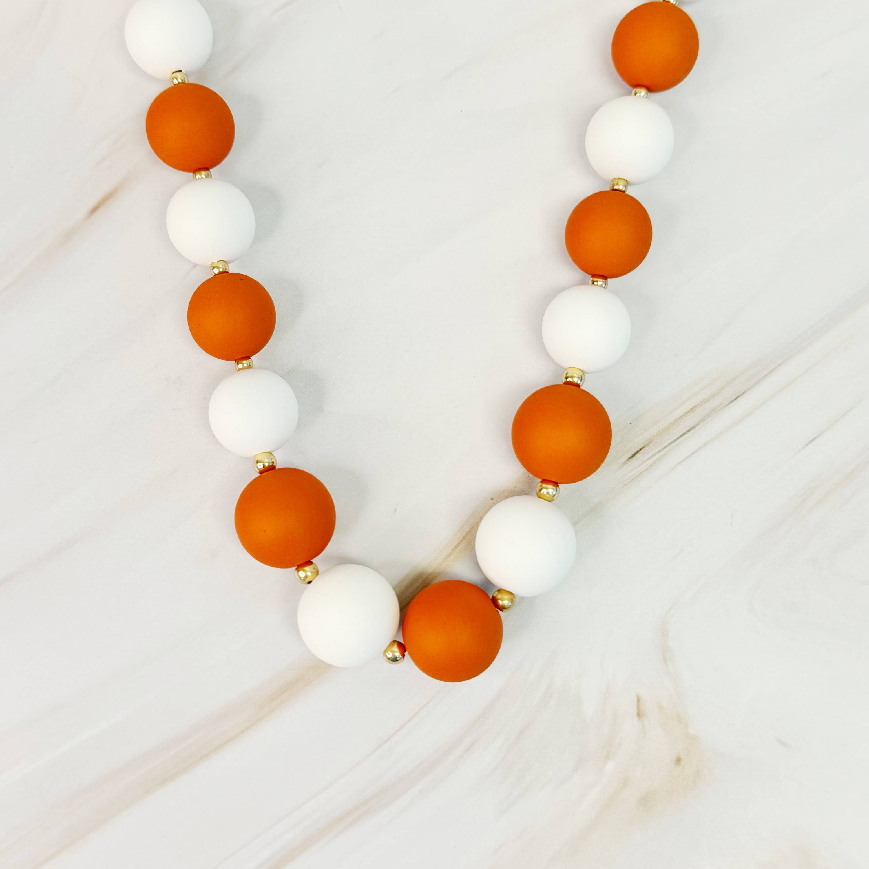 Champion Of The Game Ball Orange Bead Necklace