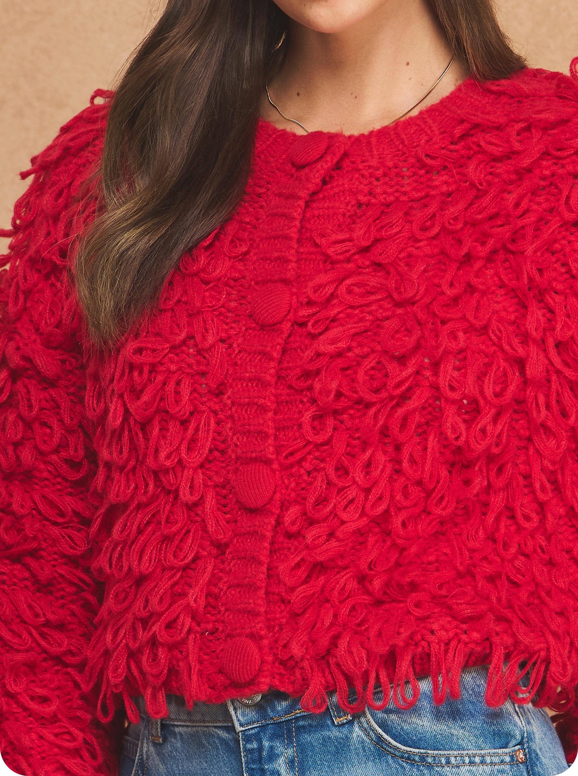 Dollie Fringe Shaggy Sweater Jacket