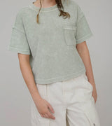 Melina Washed Ribbed Short Sleeve Tee