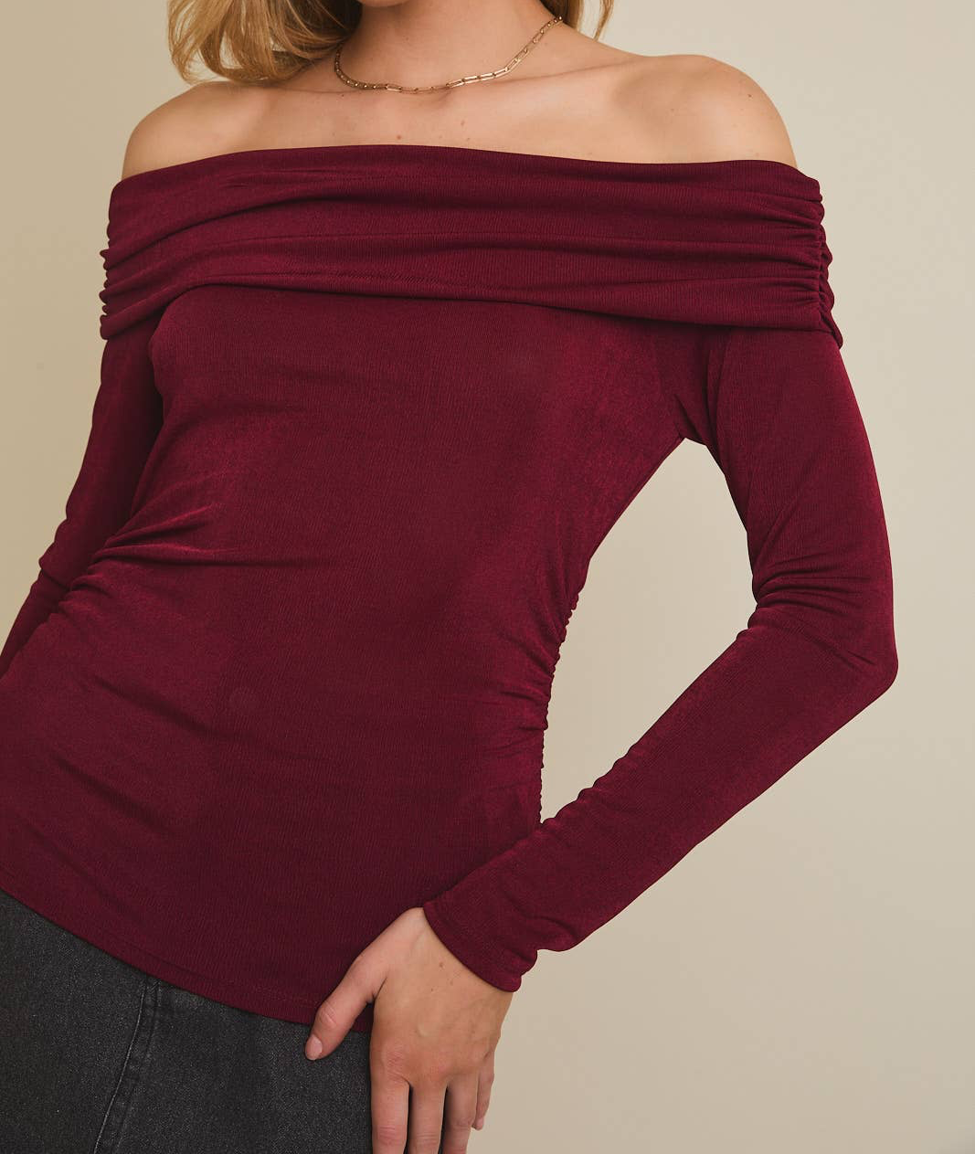 Burgundy Off Shoulder Top