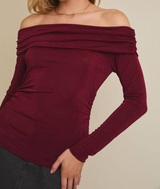 Burgundy Off Shoulder Top