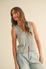 Salt And Pepper Hook And Eye Vest