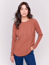 Terracotta Round Hem Sweater W/Black Lacing