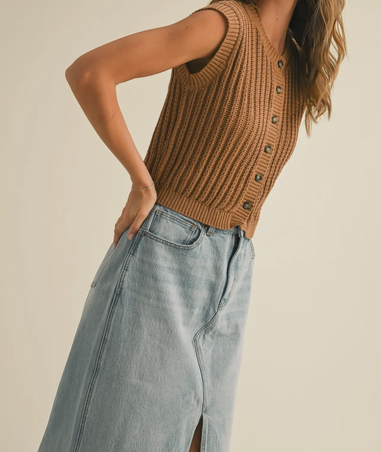 Brownie Button-Down Crochet Vest