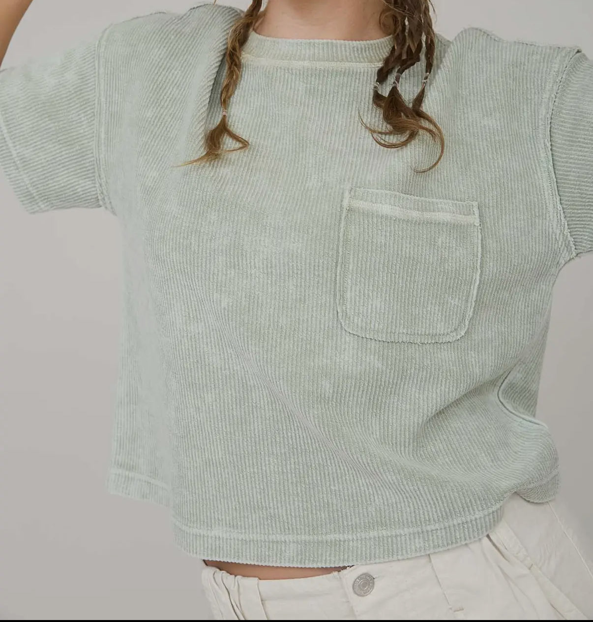 Melina Washed Ribbed Short Sleeve Tee