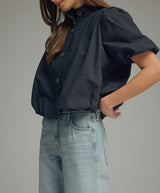 Terry Bubble Hem Short Sleeve Top
