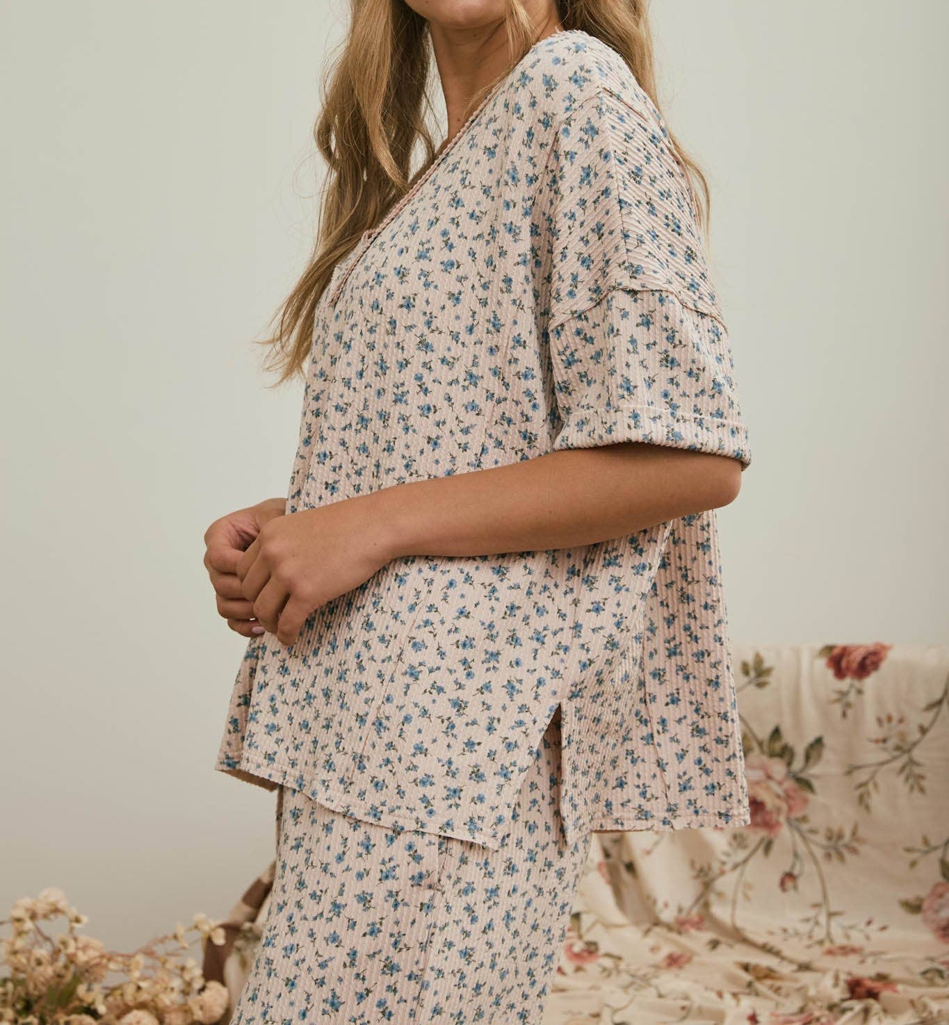 Ditsy Floral Ribbed Top