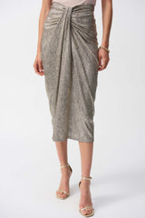 JR Foiled Knit Draped Pencil Skirt