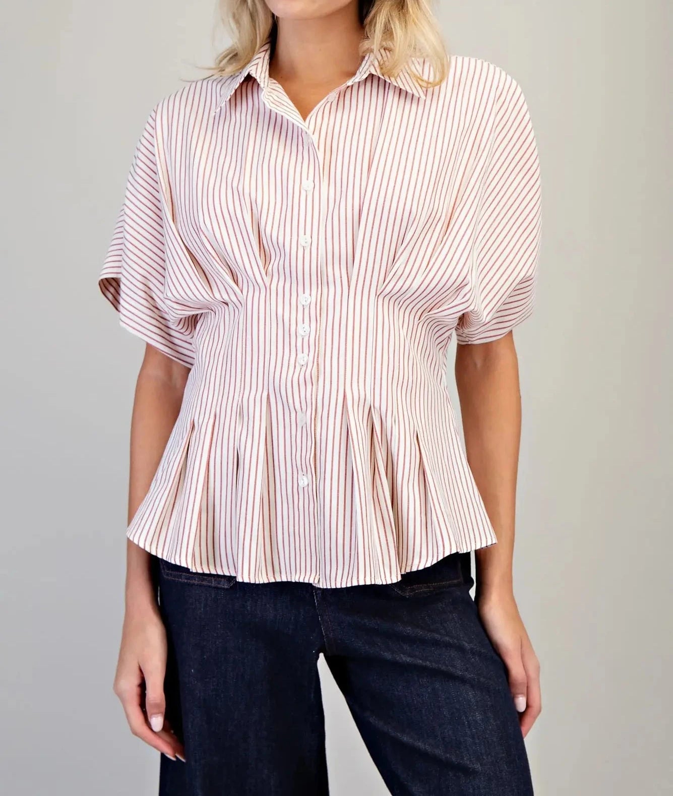 Ava Raspberry Striped Top
