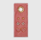 Gold Heart Earring Stud Set