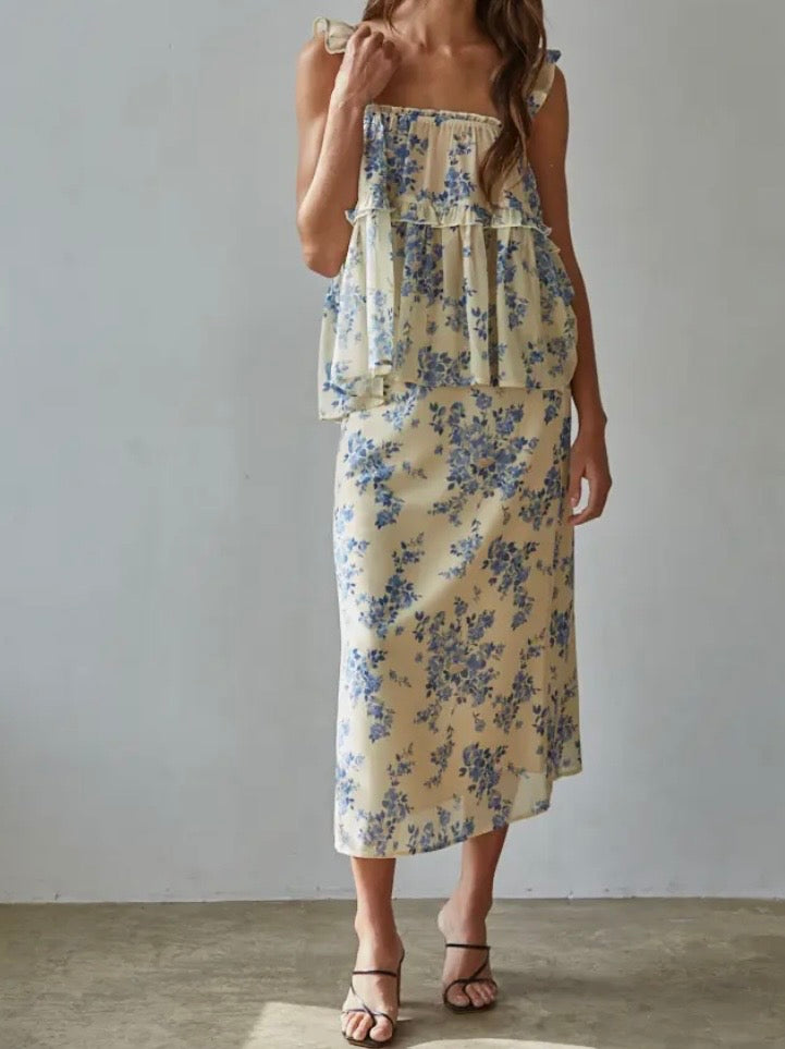 Emily Lemon And Blue Floral Top