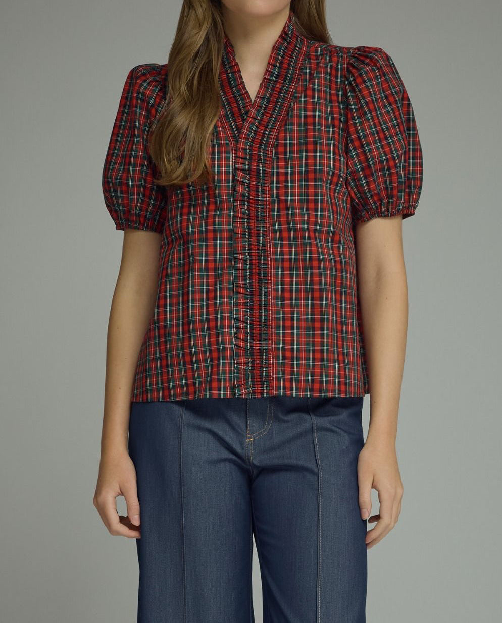 Gabby Plaid Short Sleeve Top