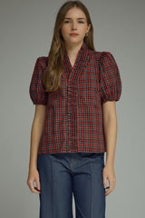 Gabby Plaid Short Sleeve Top