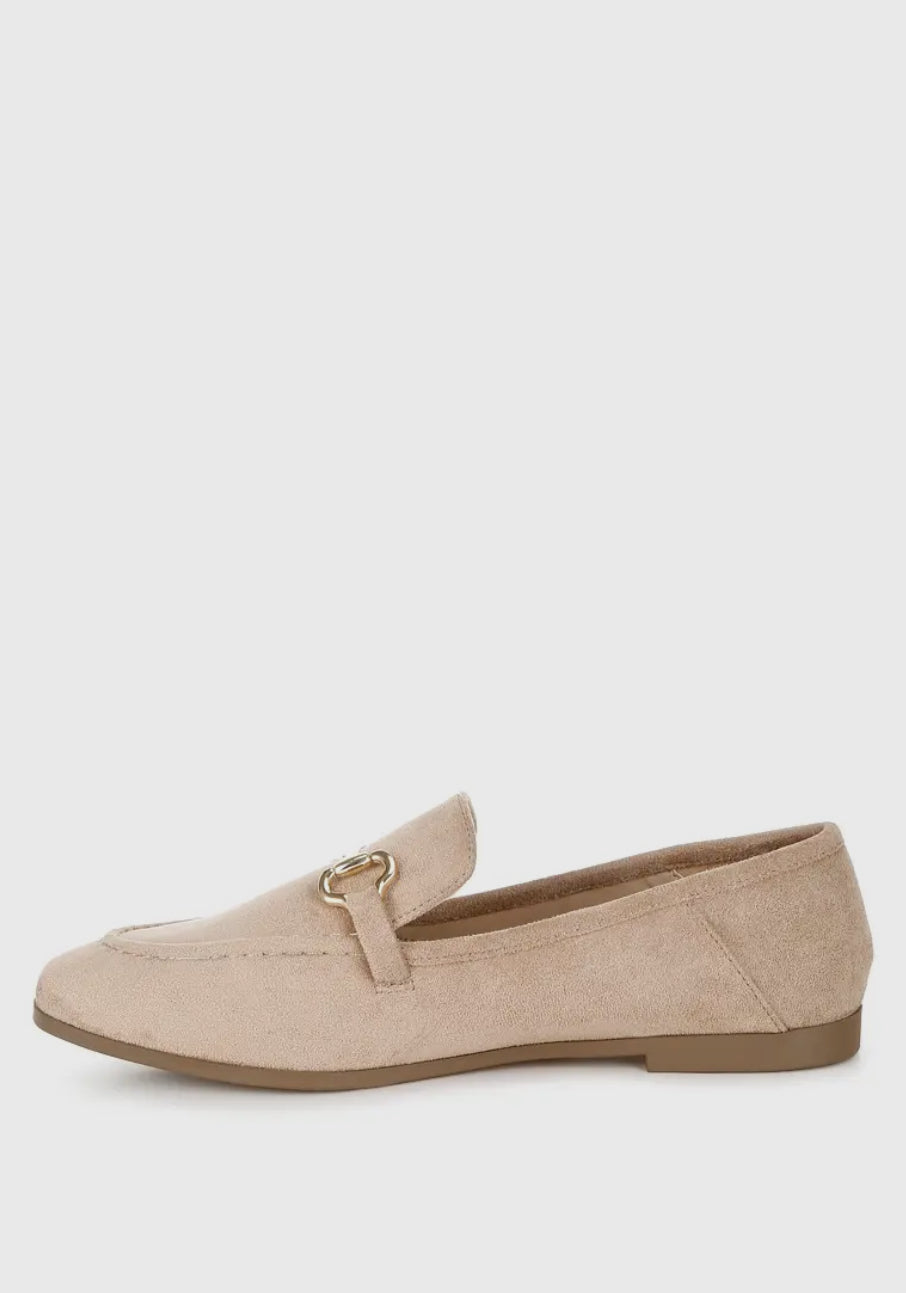 Kingsley Taupe Horsebit Embellished Loafers