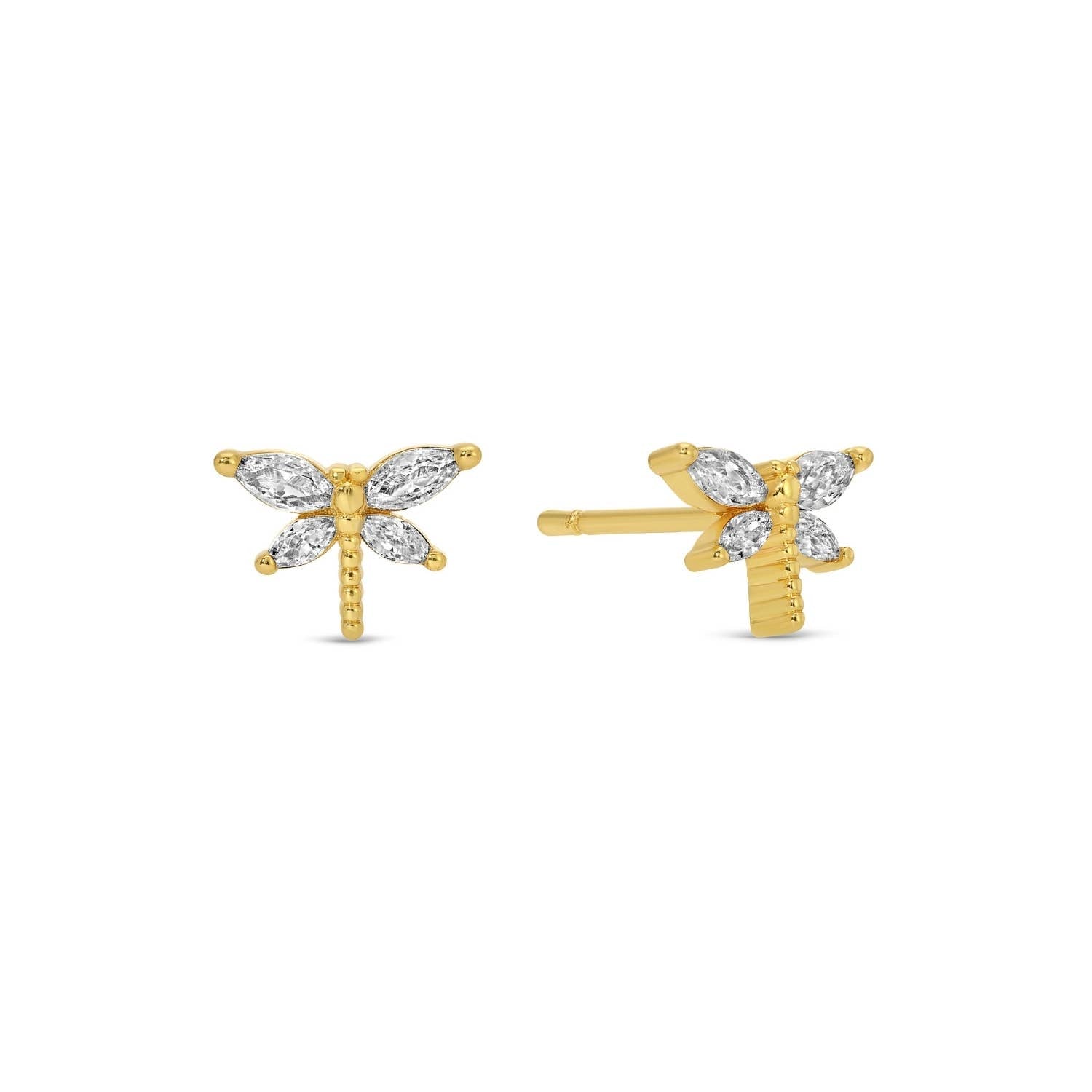 Gold Dragonfly Studs