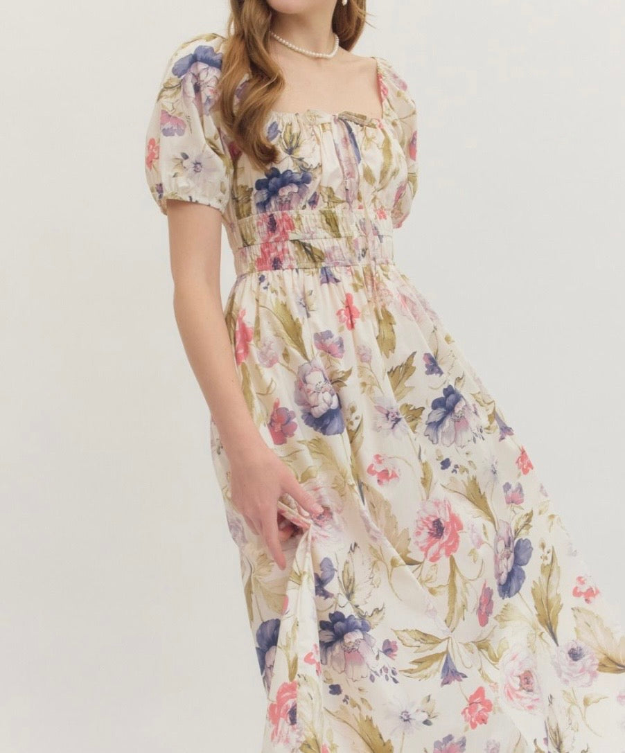 Grace Botanical Print Midi Dress