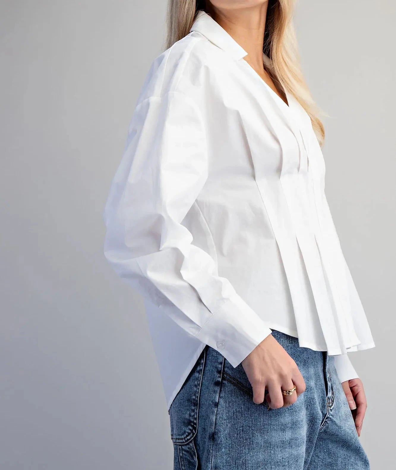 Carolyn Pleated Button Down Blouse