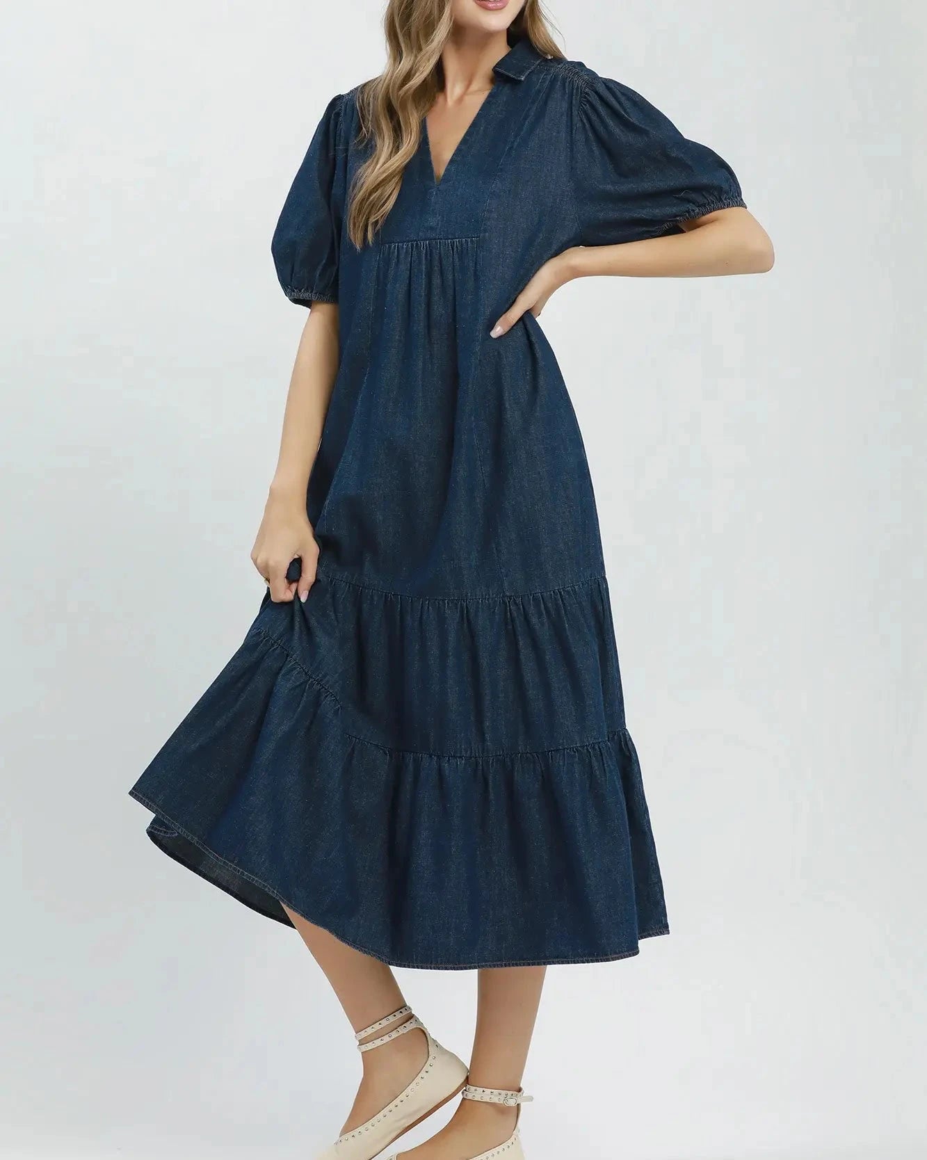 Cassie Denim Tiered Dress