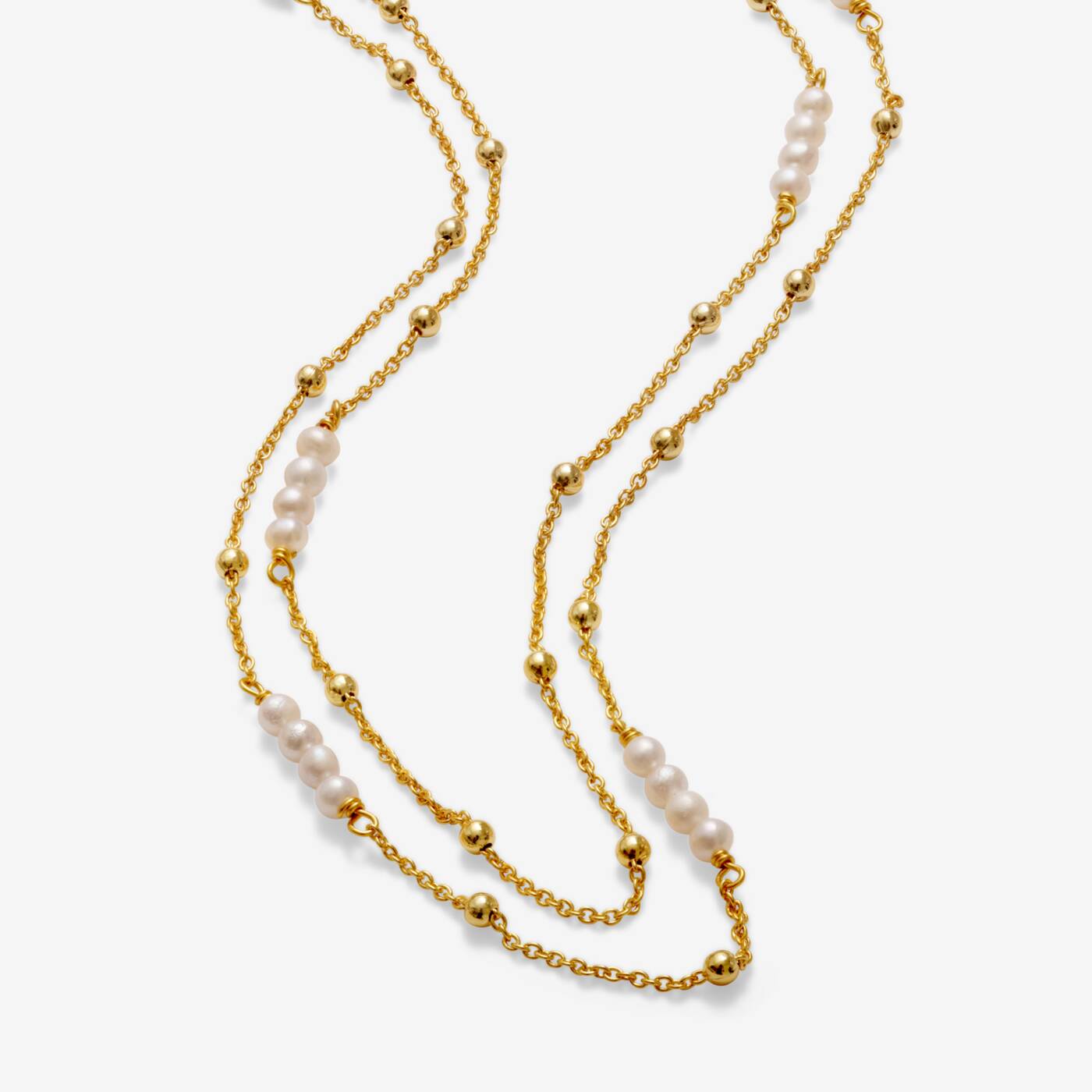 A Littles & Co Double Layered Pearl Chain Necklace