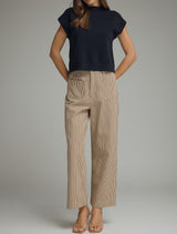 Dannie Brown Striped Cropped Pant
