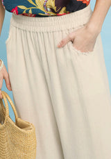 Codie Linen Eyelet Trim Pant