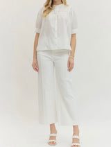 Jeanie Short Puff Sleeve Button Top