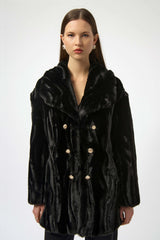 JR Textured Faux Fur Shawl Collar Coat