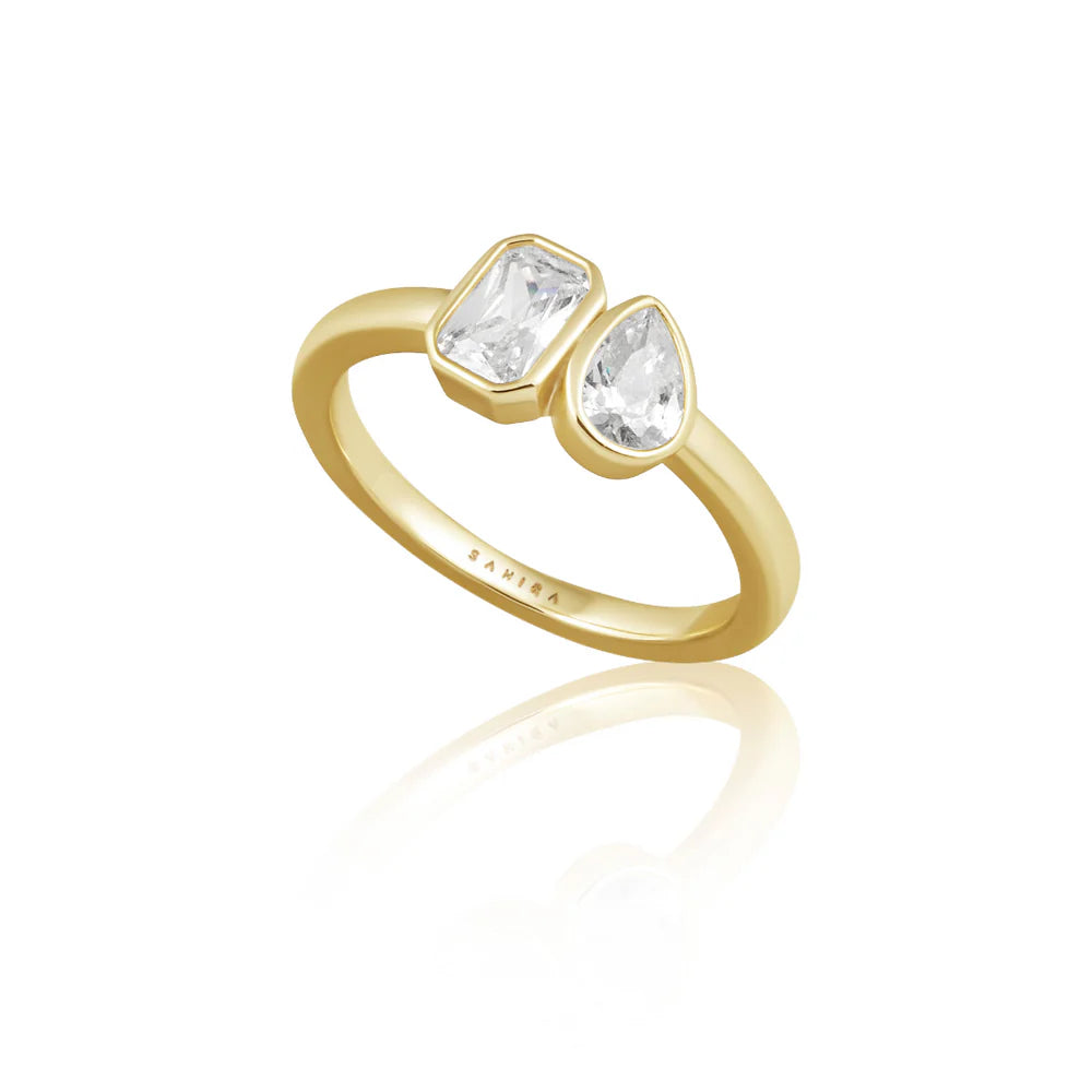Sahira Gold Amber CZ Ring