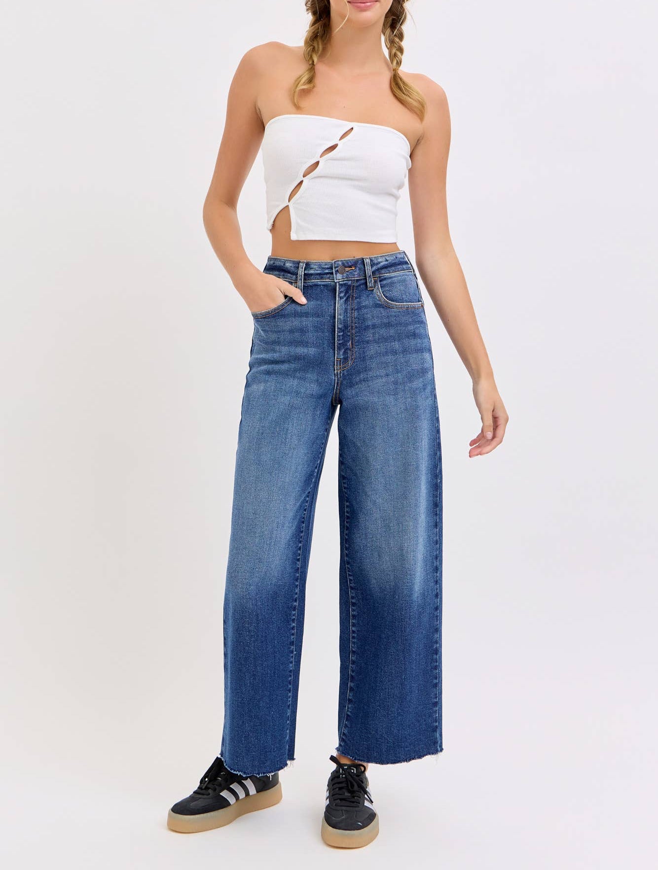 Lisa High Rise Crop Wide Leg with Raw Hem