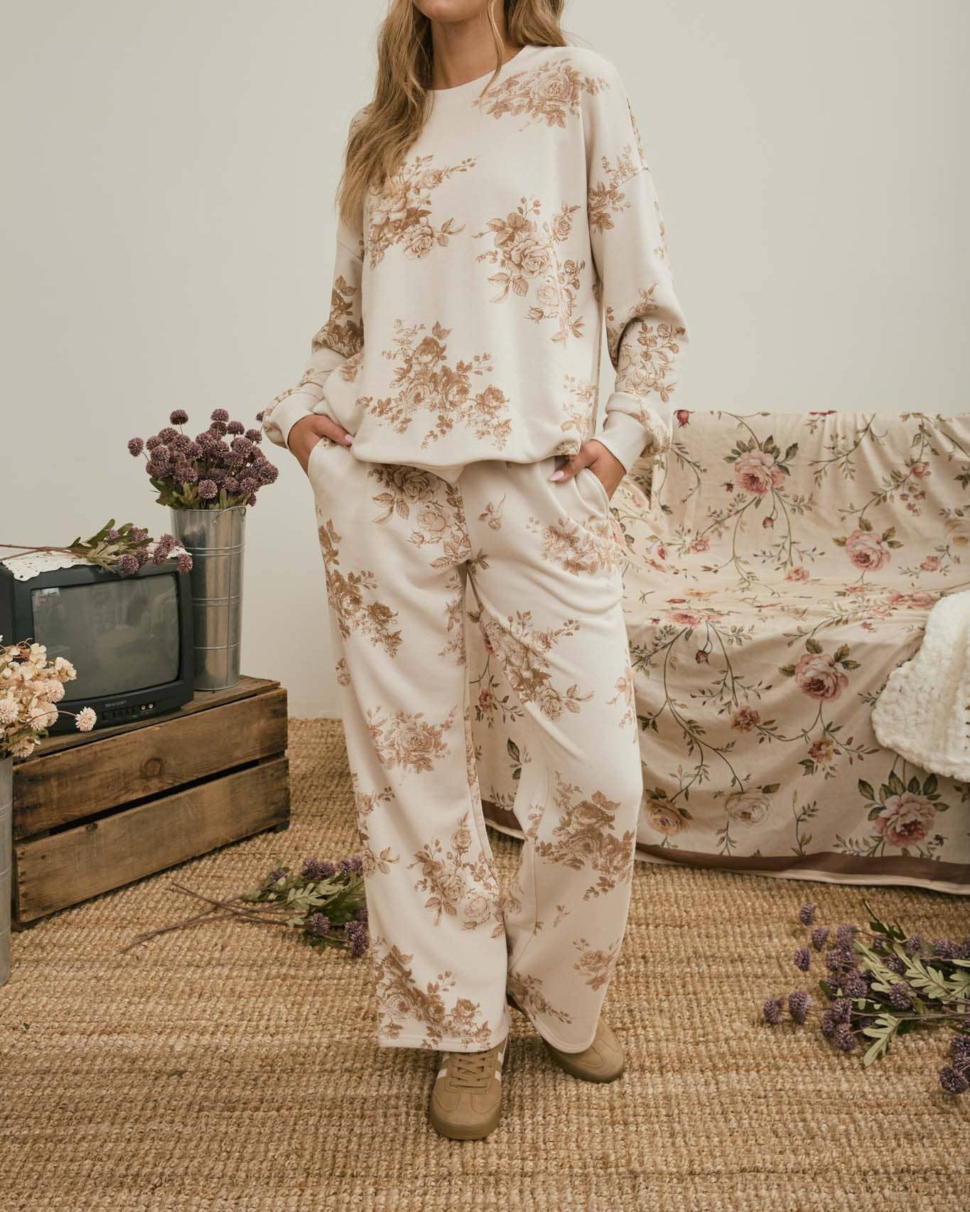 Floral Toile Long Sleeve Top