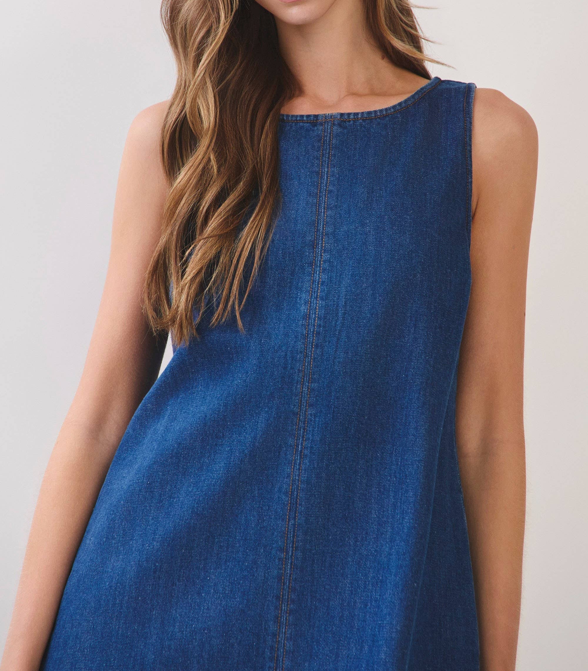 Levie Denim Shift Mini Dress