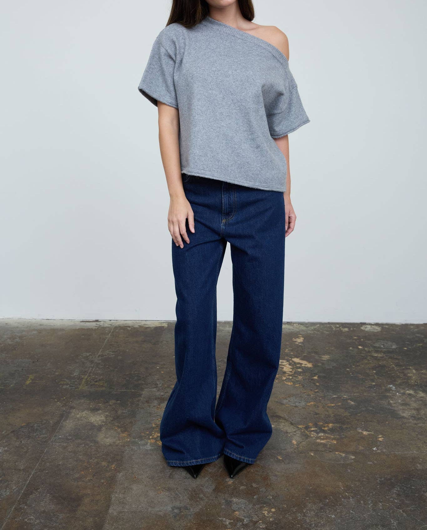 Sara Off Shoulder Boxy Sweater Top