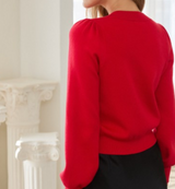 Elsie Ribbon Trim Puff Sleeve Sweater