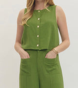 Matcha Green Woven Top