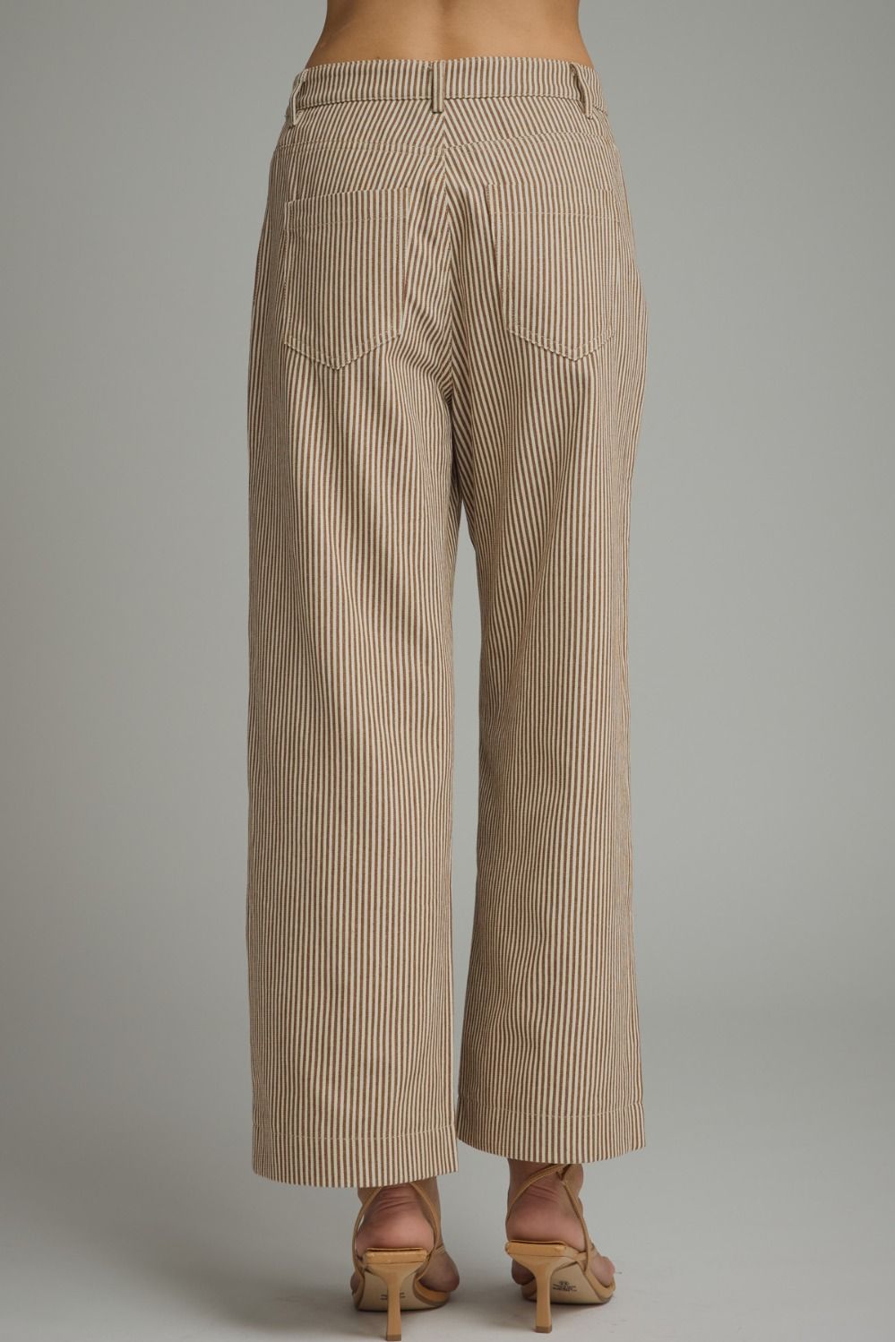 Dannie Brown Striped Cropped Pant
