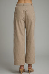 Dannie Brown Striped Cropped Pant