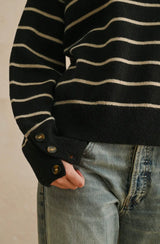 Demi Striped Half Button Sweater
