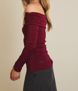 Burgundy Off Shoulder Top