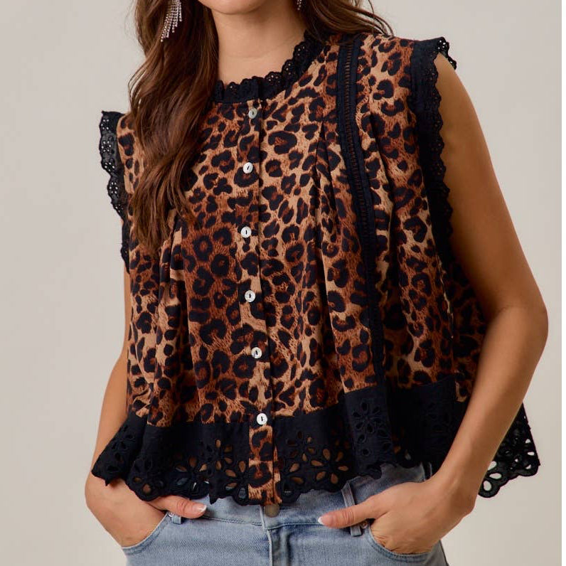 Lizzie Leopard Sleeveless Blouse