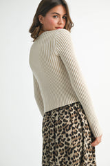 Katie Ribbed Button-Up Cardigan