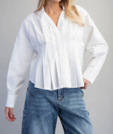 Carolyn Pleated Button Down Blouse