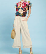 Codie Linen Eyelet Trim Pant