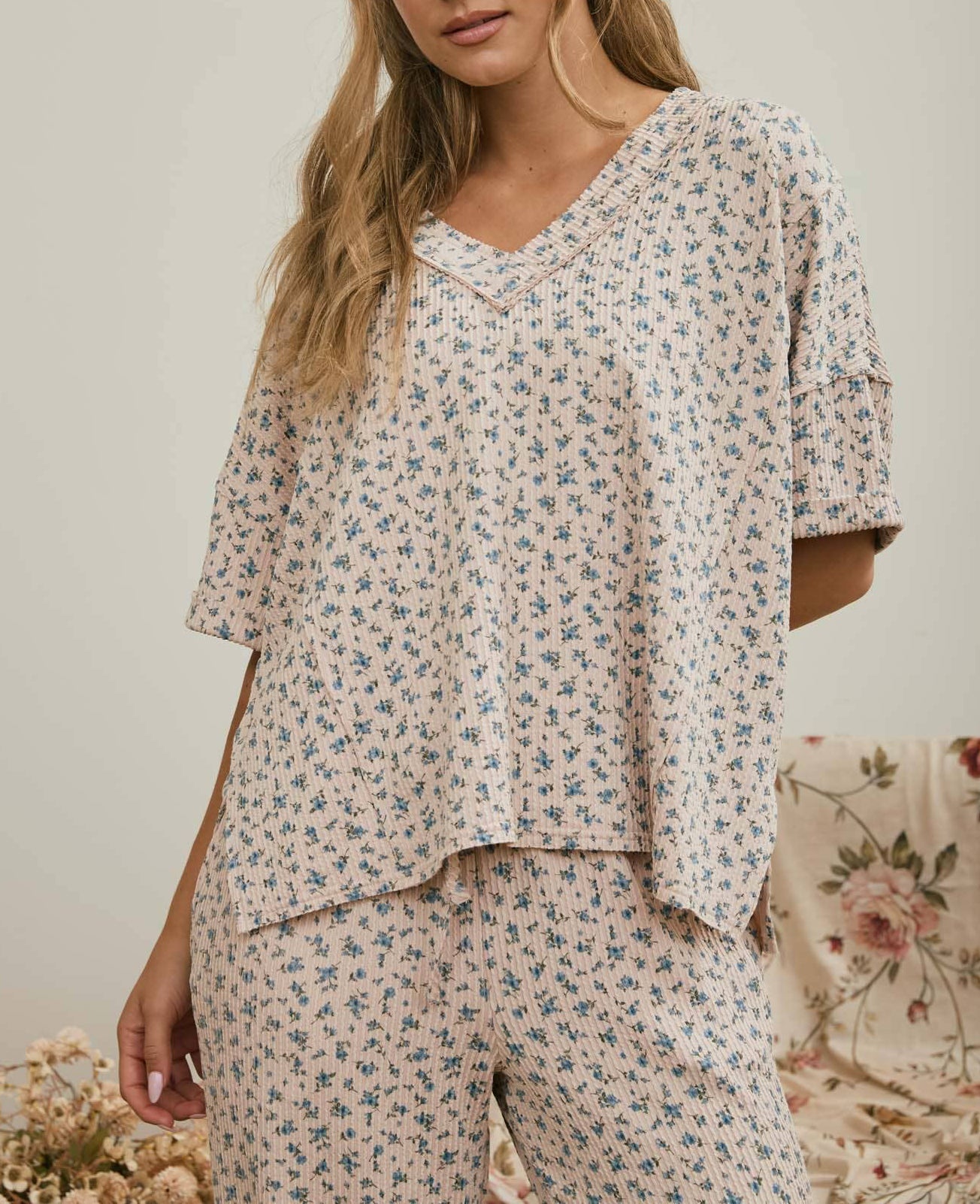 Ditsy Floral Ribbed Top