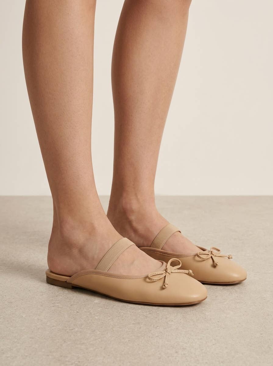Ballet Mule Flats with Bow Detail