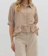 Rikki Stripe Ruffle Hem Bottom
