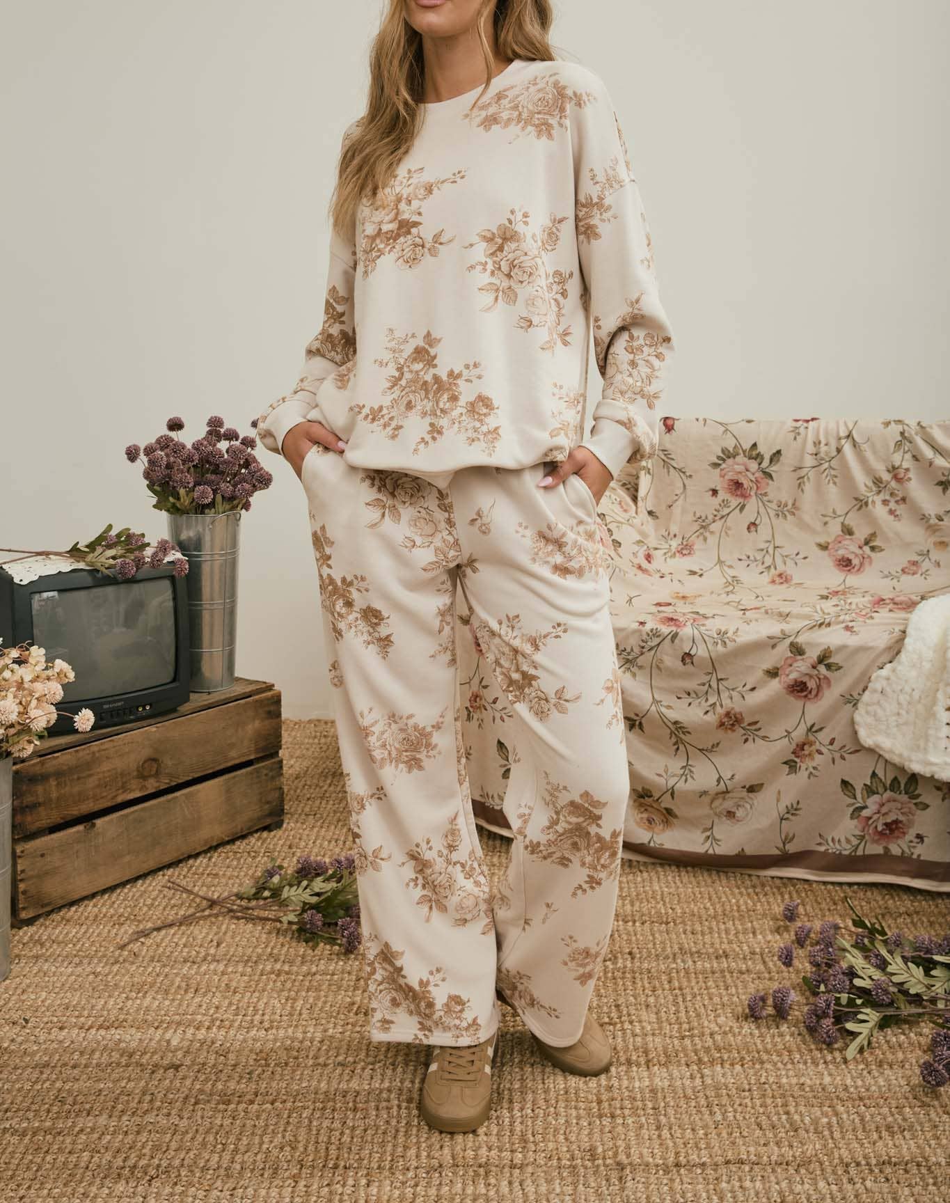Floral Toile Wide Leg Pant